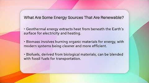 What Are Some Energy Sources That Are Renewable? - Ecosystem Essentials