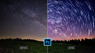 Photoshop Shorts - Star Trails || Before & After #shorts screenshot 2