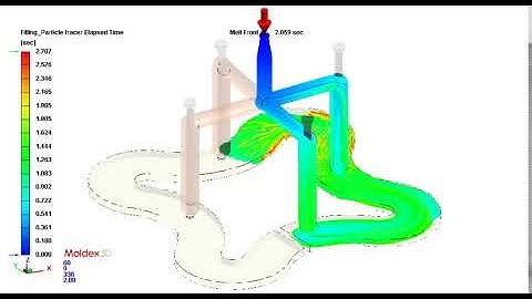 Moldex3D R16｜Pin Movement - Particle Tracer by Lines Elapsed Time