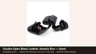 Boîte à bijoux double ouverture en cuir noir pour détaillants — Étui de rangement pour bagues et pendentifs video