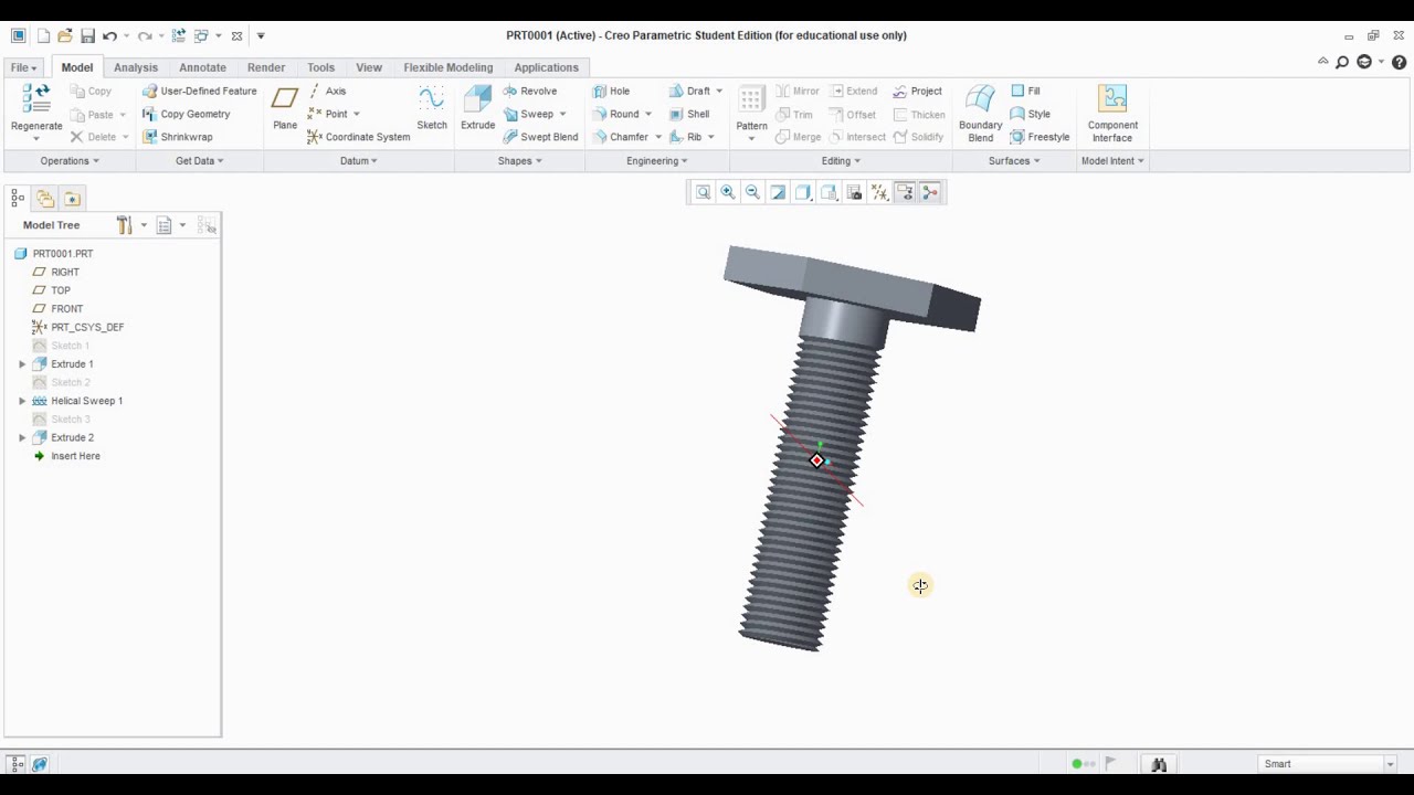 Creo Parametric | Create A Simple Bolt - YouTube