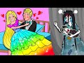 Paper Dolls Dress Up 🔴 Rainbow Rapunzel Skirt vs Unicorn Animals Dress 🔴 Barbie Story & Crafts