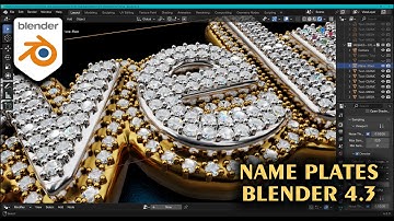 Diamond pavé Name plates 3D Jewelry design, modeling and STL 3D printing BLENDER 4.3 Geometry Nodes