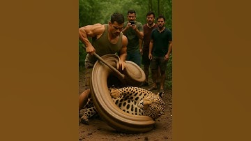 🐆Man vs Python: Leopard Saved ! 🐍    #ViralShorts #animalrescue #wildlife #animals #shorts