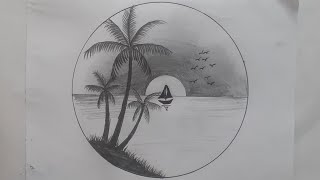 Very easy and simple scenery drawing / pencil drawing / circle drawing / step by step / #69