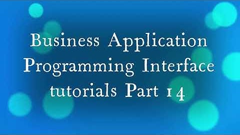 Business Application Programming Interface tutorials Part 14