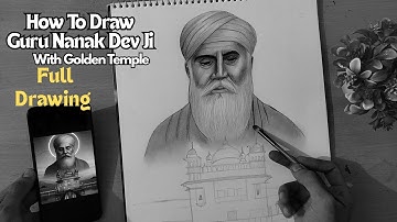 How to draw Guru Nanak Dev Ji With Golden Temple Drawing #gurunanakdevji #goldentemple #drawing #art