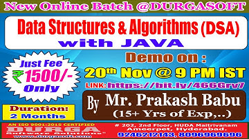 Data Structures & Algorithms with JAVA Online Training @ DURGASOFT