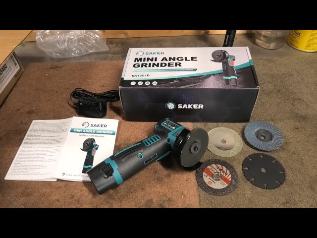 Saker Brushless Angle Grinder - 12V 16800 RPM Cordless Grinder Cut off Tool  Kit with Extra 5 PCS Disc (2PC Batteries & Charger)