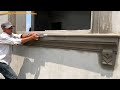 Professional window frame construction workers  using sand bricks and cement  round plastic pipes