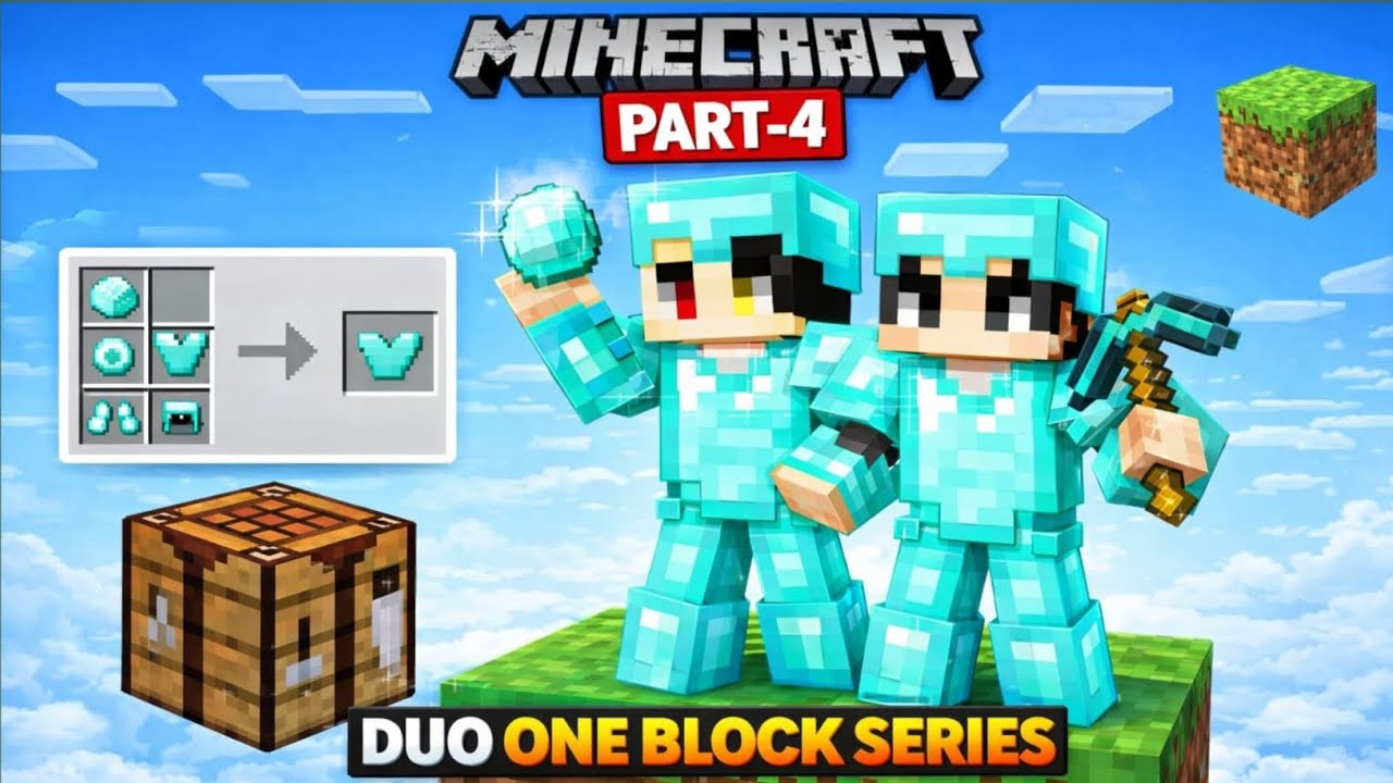 Making Diamond Armour In Minecraft Duo One Block Series Day - 4 - YouTube