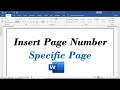 how to insert page number in word from specific page