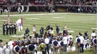 Tess Boyer,  Rams cheerleader, singing National anthem