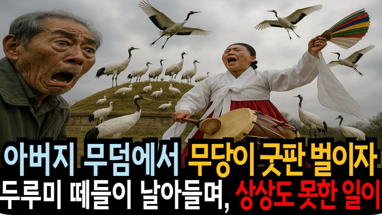 아버지 무덤에서 무당이 굿판 벌이자 두루미 떼들이 알아들며 상상도 못한 일이!