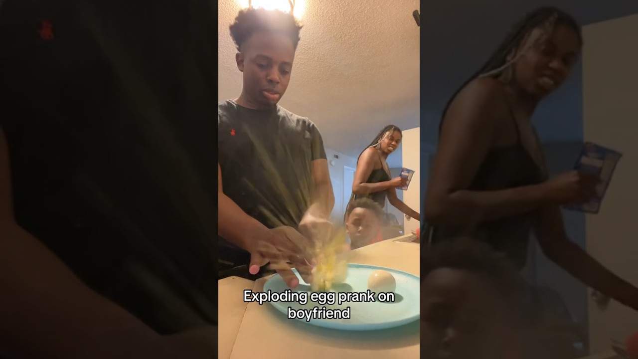 Розыгрыш с взрывающимся яйцом над парнем 🤣 
