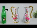 Plastic bottle flower vase || Flower vase making with Hot glue || Best out of waste