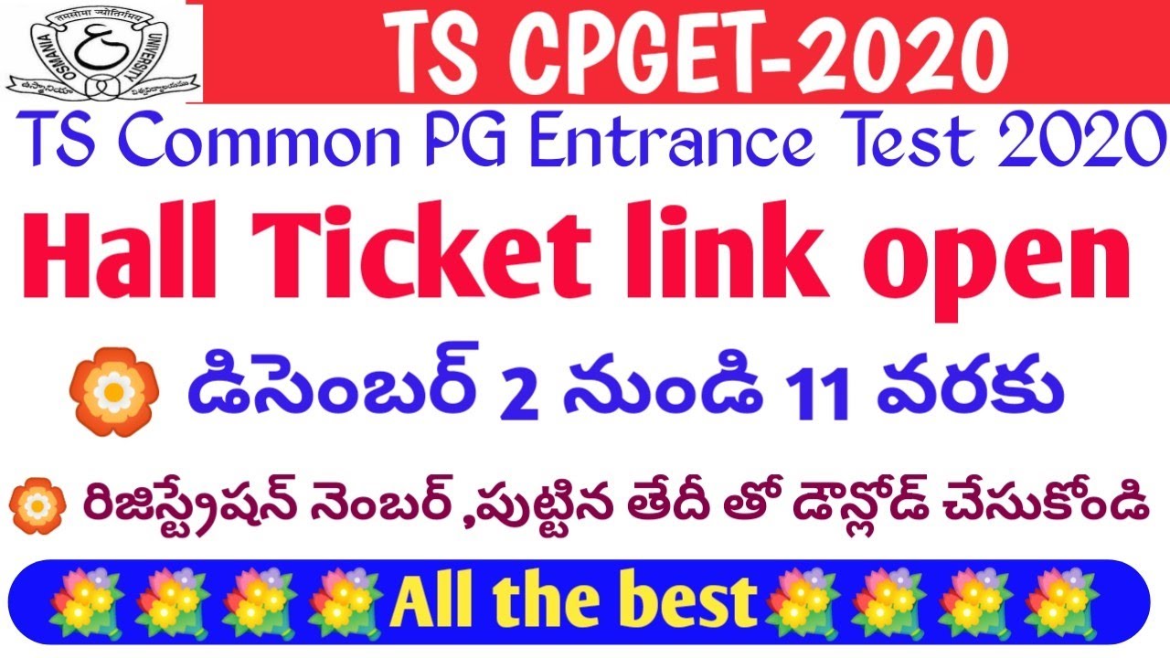 TS CPGET GOOD NEWS | TS CPGET HALL TICKETS 2020