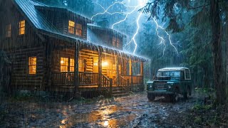 Heavy Rainstorm Near a Dark Mountain Valley ⛈️🌧️ Deep Thunder Echoes for Deep Sleep
