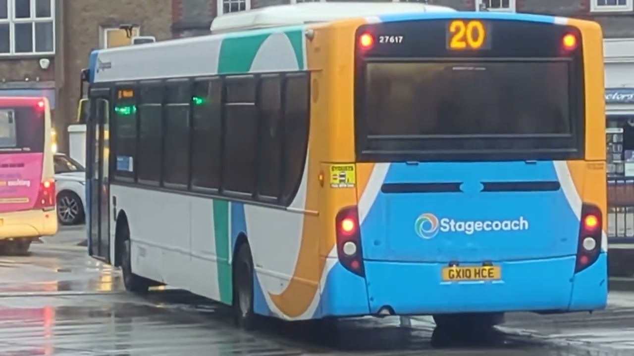 Here is the New livery Stagecoach bus 27617 on the number 20 in Guildford Thursday 4 December 2025