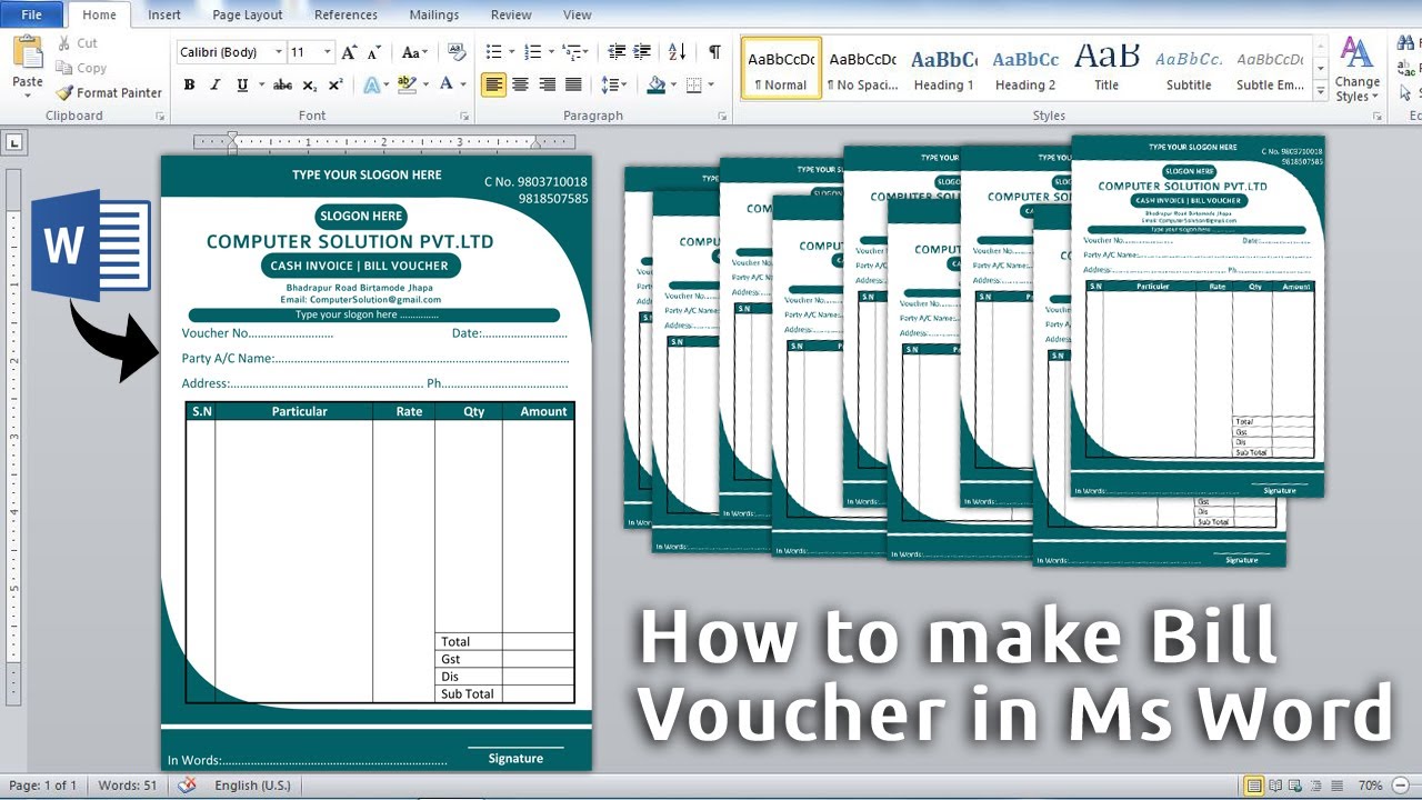 Ms Word Tutorial How To Make Bill Voucher In Any Ms Word Version ms-word-tutorial-how-to-make-bill-voucher-in-any-ms-word-version