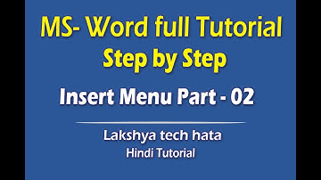Microsoft Word (Insert Menu )Tutorial (हिंदी) - Complete MS-Word Tutorial 2022 for Beginners