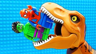 Hulk vs Spiderman Kinetic Sand Dinosaur T-Rex Slime