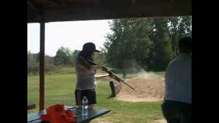 Serena Shooting Her First 20 Guage Shotgun