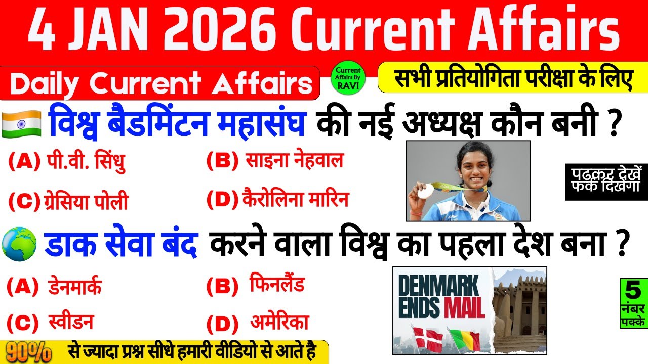 4 January 2026 Current Affairs | Current Affairs Today | Current GK SSC ...