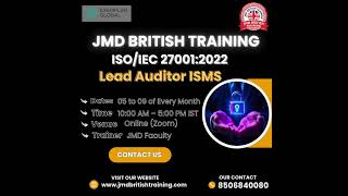 Lead Auditor ISMS – ISO/IEC 27001:2022 | JMD British Training