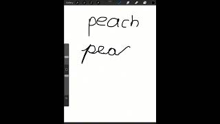 Writing cursive word peach