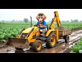 Smart Monkey Drives JCB Tractor to Fix Muddy Village Road After Heavy Rain | Cute Monkey Story
