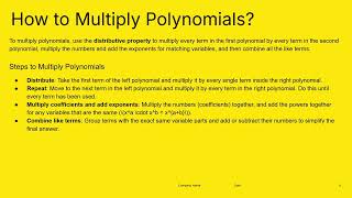 Multiplication of Polynomials and Formulas