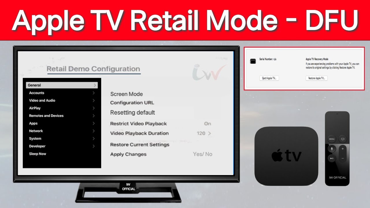 Stadion vokal hardware How To Easily Put The Apple TV Into Retail Demo Mode / DFU Mode | Apple TV  Store or Retail Mode - YouTube