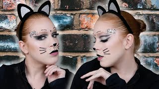 Halloween Kitty Makeup Tutorial!  Black Cat Inspired Makeup Look!