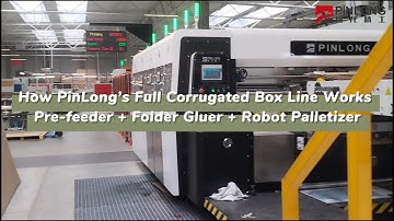 How PinLong’s Full Corrugated Box Line Works | Pre-feeder + Folder Gluer + Robot Palletizer
