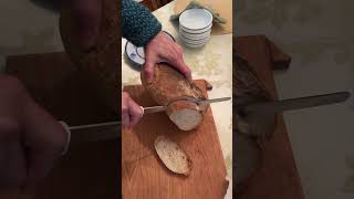 Grandson Jack made the wooden cutting board -shape of Ohio My friends visiting from Mass baked bread