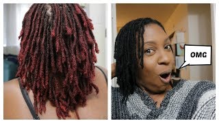 DYING my LOCS From RED to BLACKS/ Using Creme of Nature 1.0