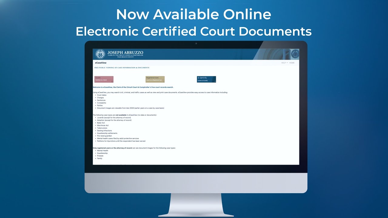 File Electronic Certified Court Documents Online In Palm Beach County