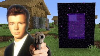 Rick Astley comes through the nether portal