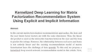 Kernelized Deep Learning for Matrix Factorization Recommendation System Using Explicit and Implicit