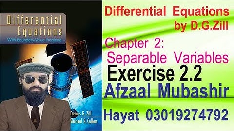DIFFERENTIAL EQUATION by D.G.ZILL CHAP#2 EXERCISE#2.2.Q(1 TO 7) IN URDU/HINDI