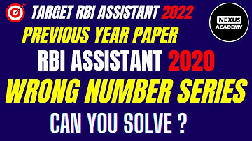Wrong Number Series | RBI Assistant 2020 | Memory Based Paper |