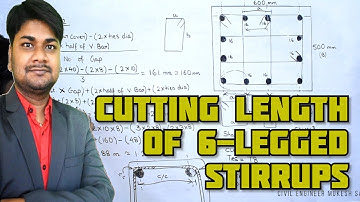 Cutting Length of 6 Legged Stirrups in Column and Beam in Details | BBS (Bar Bending Schedule)