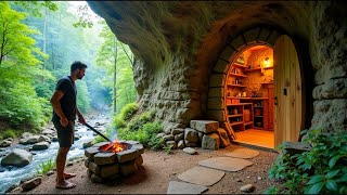 I Built a Hidden Cave Shelter to Survive Alone 14 Days