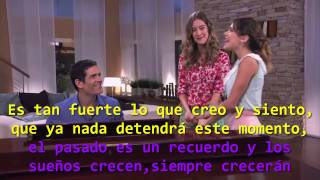 Video thumbnail of "Vilu, Germán y Angie cantan "Algo Se Enciende" (Versión piano) | Lyrics"