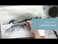 Abstract watercolor landscape painted with Credit card