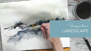 Abstract watercolor landscape painted with Credit card