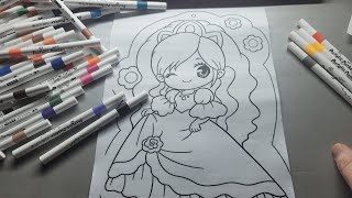 Tô màu công chúa bằng bút màu Acrylic Marker | Buns & Gajo