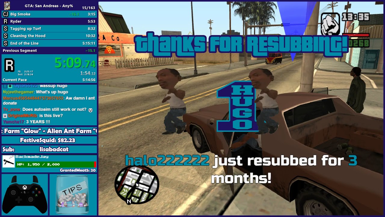 GTA San Andreas Any% Speedrun Attempt - Hugo_One Twitch Stream - 9/15 ...