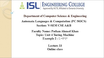 Unit 4 ALC TURING MACHINE Example  2